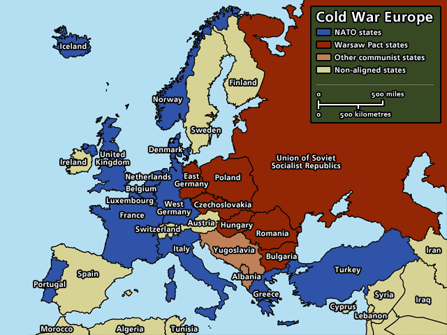 Ο χάρτης της Ευρώπης μετά τη λήξη του Β’ Παγκοσμίου Πολέμου